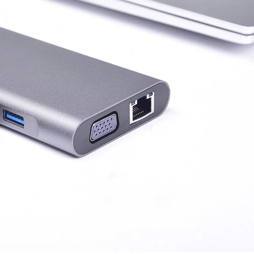 10-in-1 USB C docking hub and portable PD power bank compatible with Apple MacBook and iPhone.