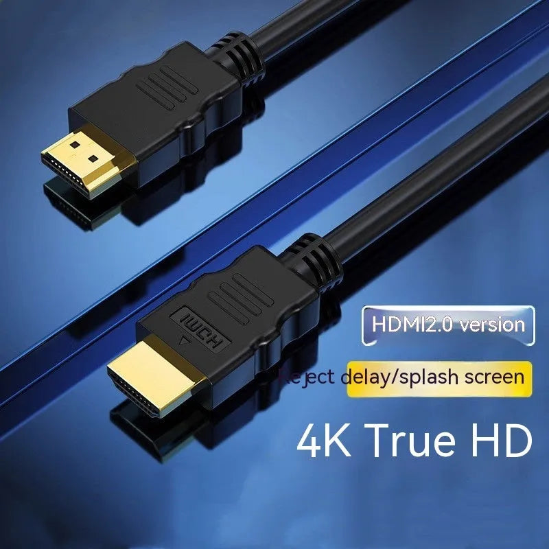 Black HDMI data cable with gold-plated 19+1 connector, shown at 1.5m length for TV set-top box or monitor