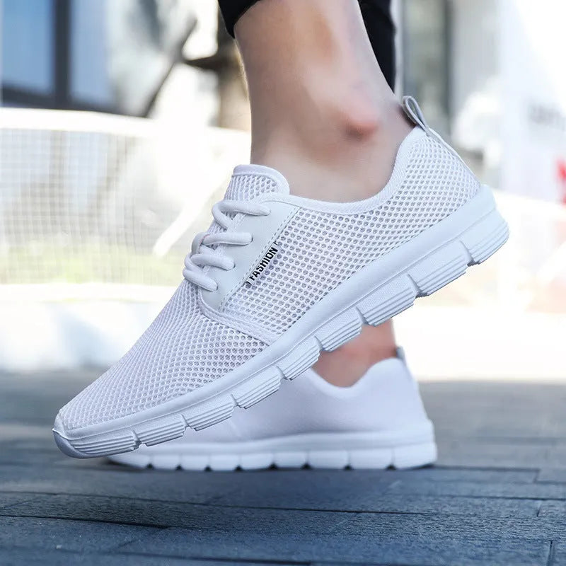 Men's casual running shoes with mesh upper and MD sole in black colour option for summer sportswear