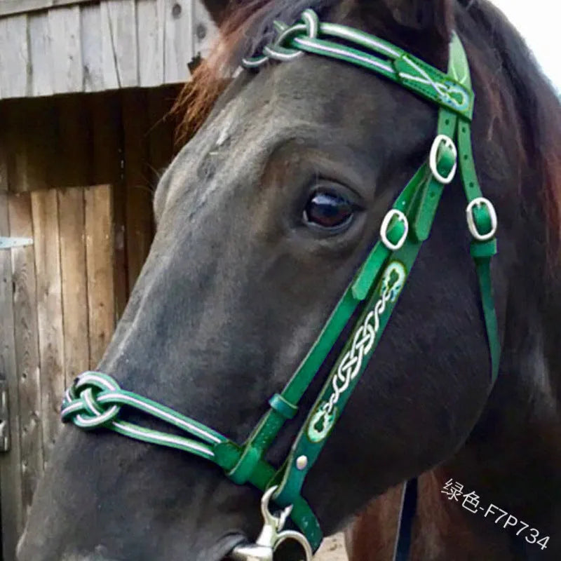 PU horse bridle in black, size M, with universal fit for equestrian riding and outdoor cycling