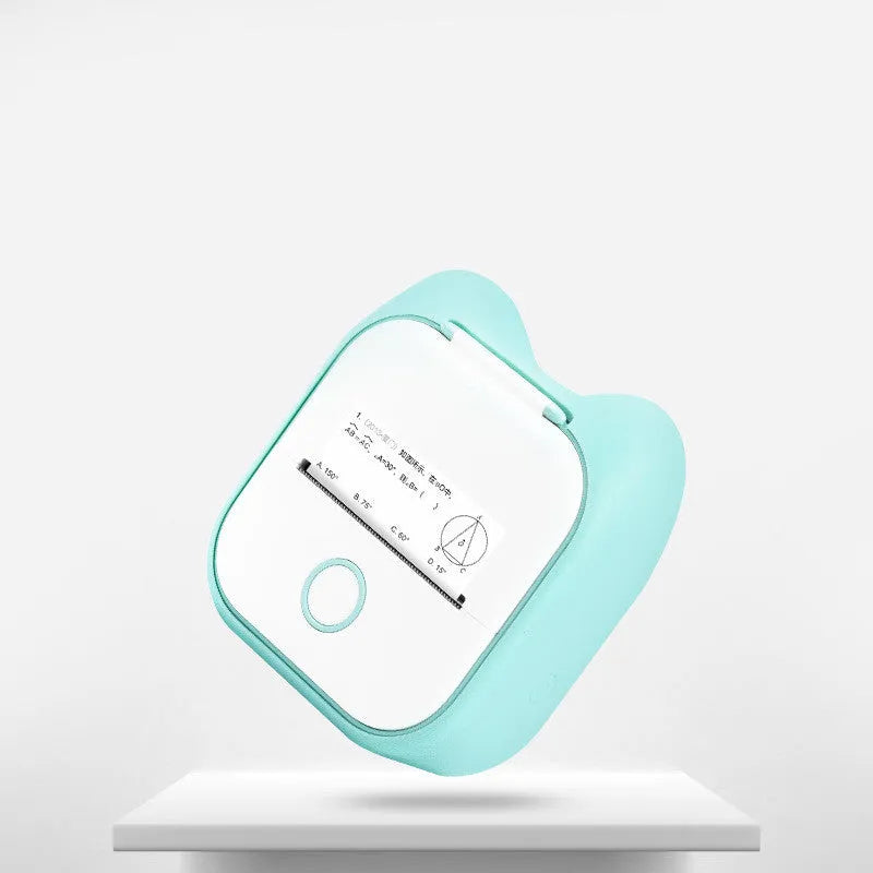 Phomemo T02 series portable mini thermal label printer in white and pink, with Bluetooth and USB charging