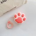 Cute cartoon cat paw AirPods case in soft rubber, clamshell style, with ring, 150mm x 65mm x 20mm