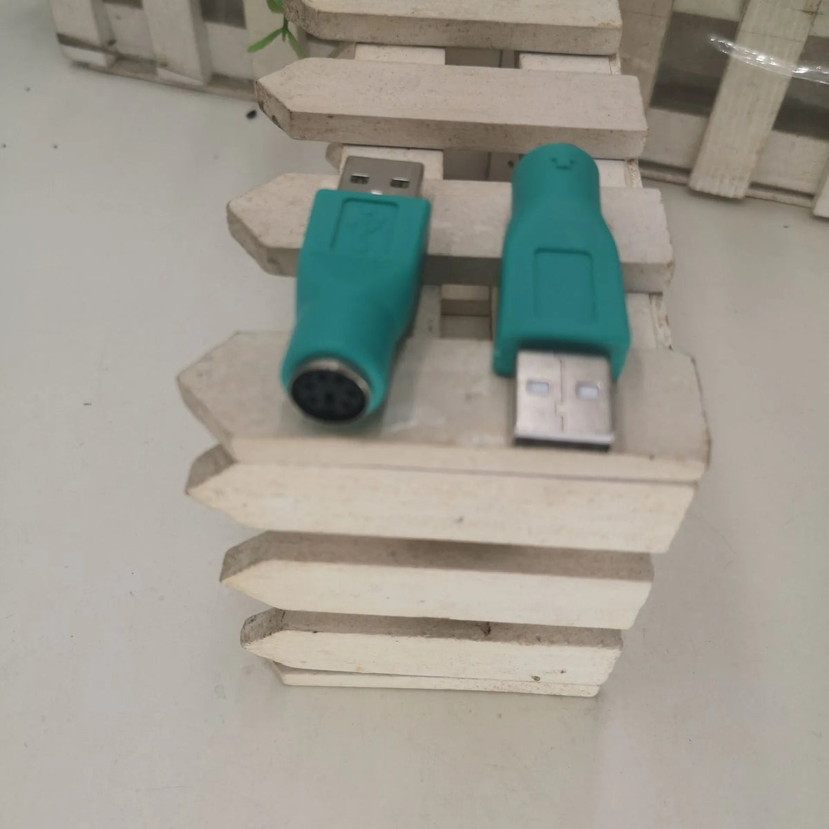 Green colour PS2 to USB adapter with 1m copper wire cable for computer connection