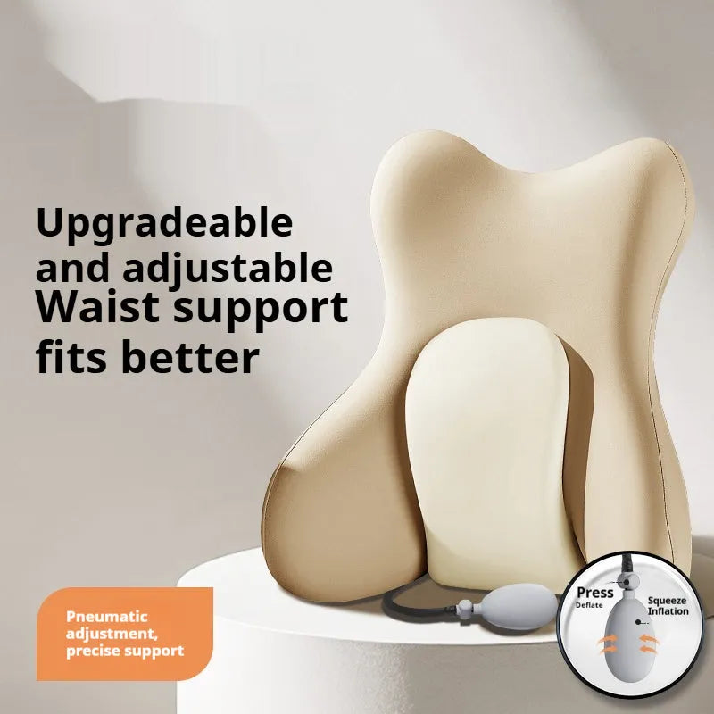 Memory foam backrest waist pad in brown, gray, pink or purple colours with removable washable cover