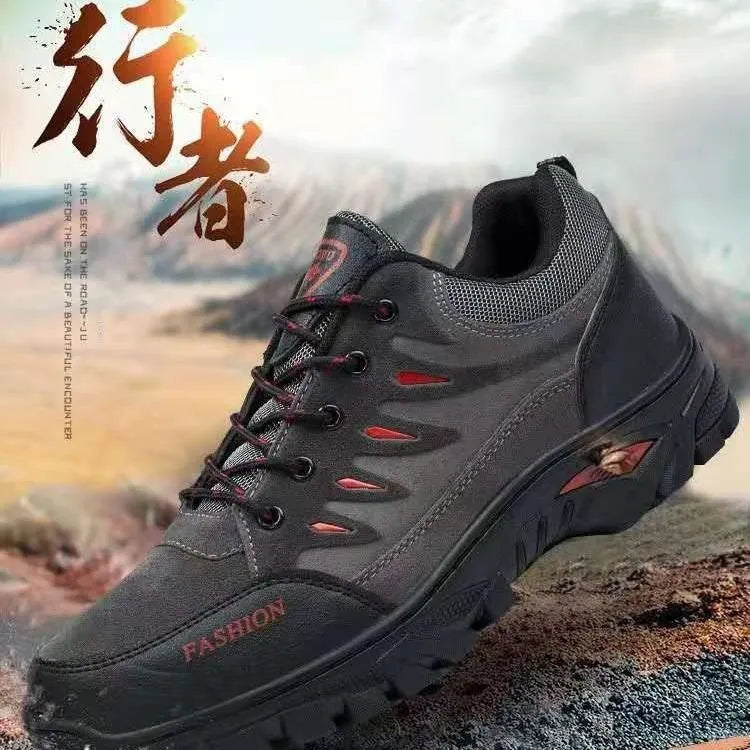 Men's green suede mid-top hiking shoes with rubber sole and lace-up front.