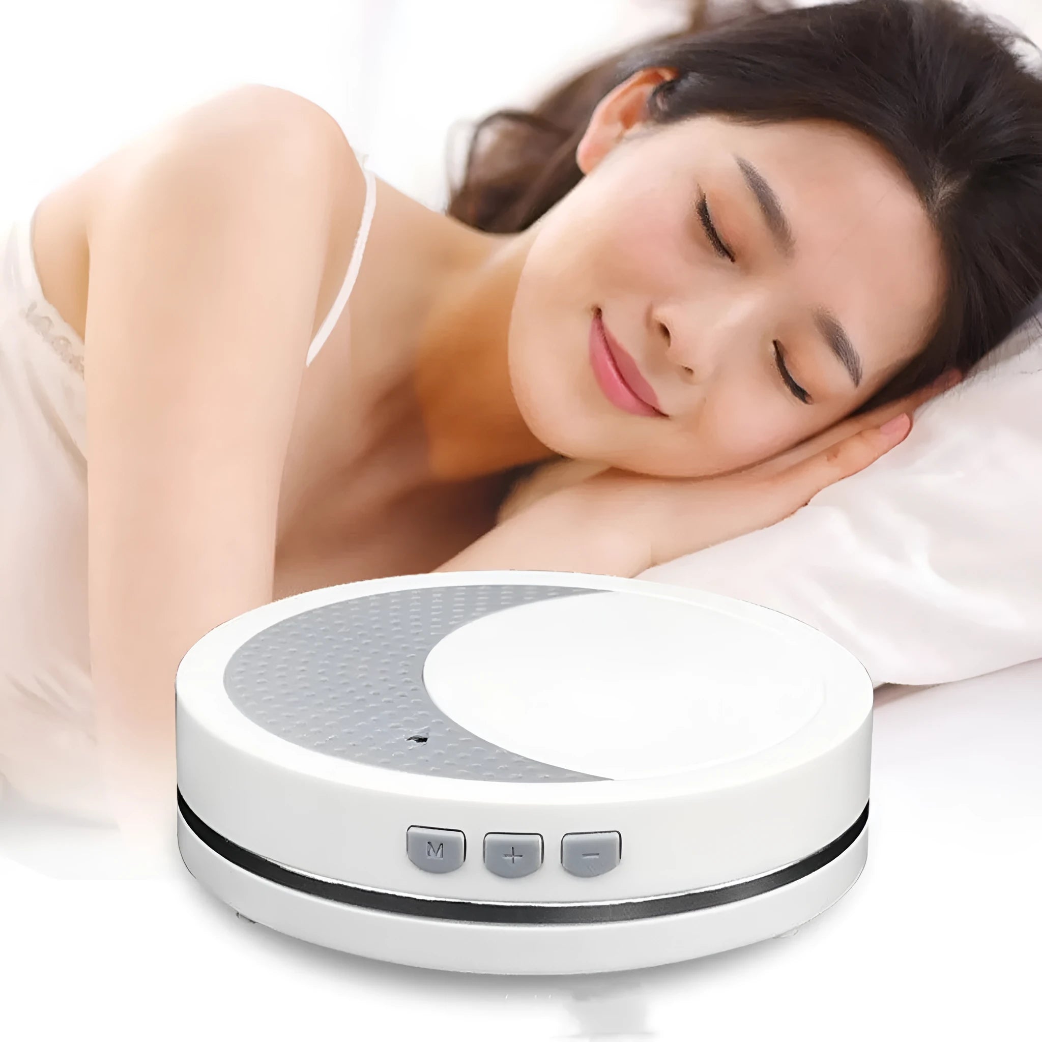 White USB-powered sleep aid instrument with timer and music functions for decompression.