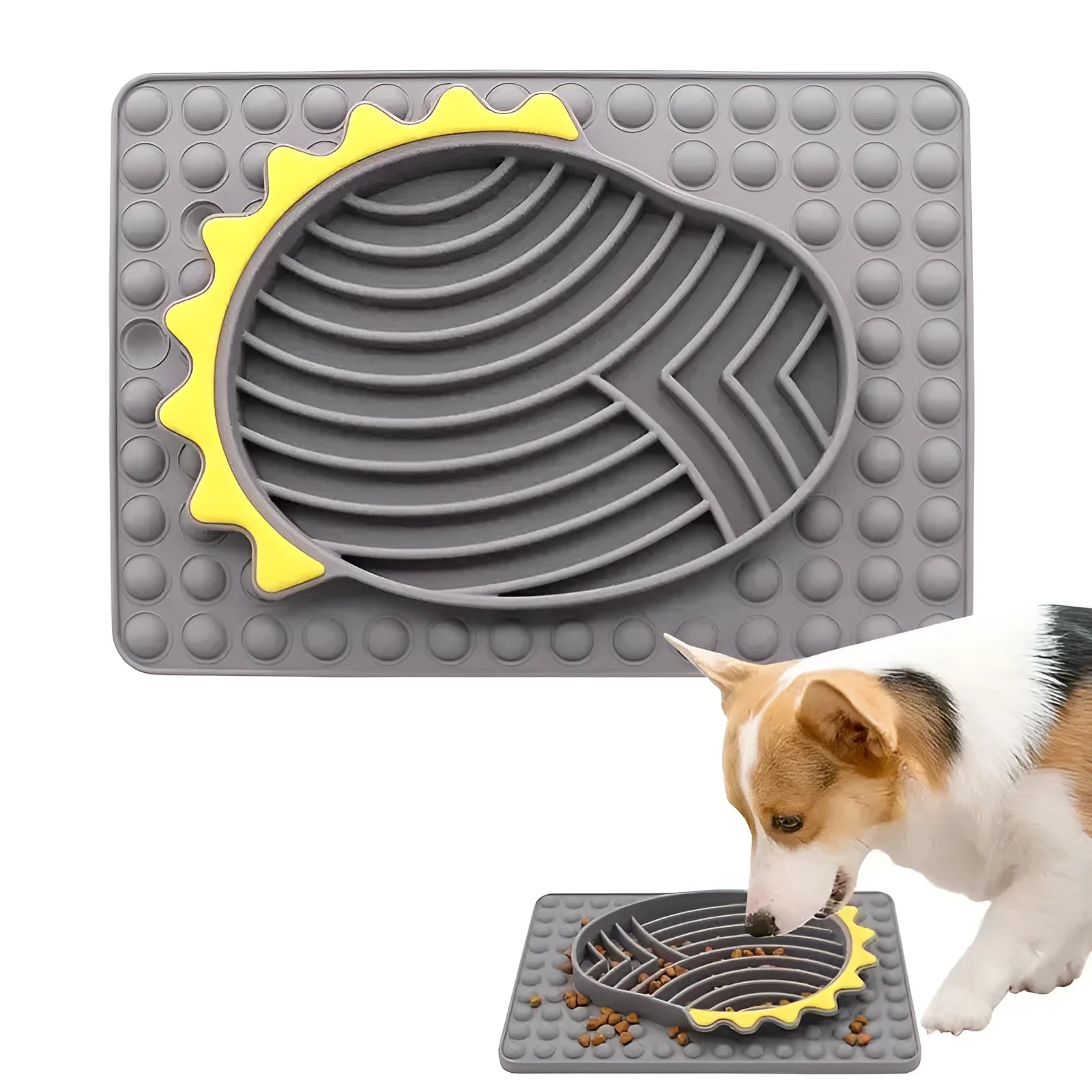 Slow feeder dog bowl lick mat with smooth texture in blue, gray, green, and red colour options