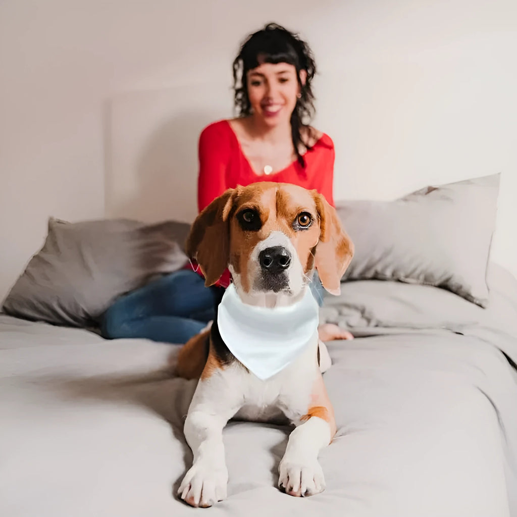 Blank white adjustable dog scarf for thermal transfer customisation with size options