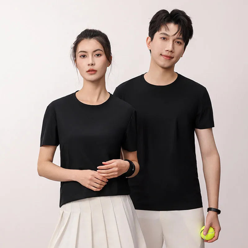 Men's ice silk quick-dry t-shirt in slim fit with short sleeves available in five solid colours