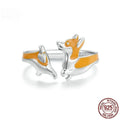 Cartoon Corgi dog design silver plated ring for women with electroplated SCR1014-E finish