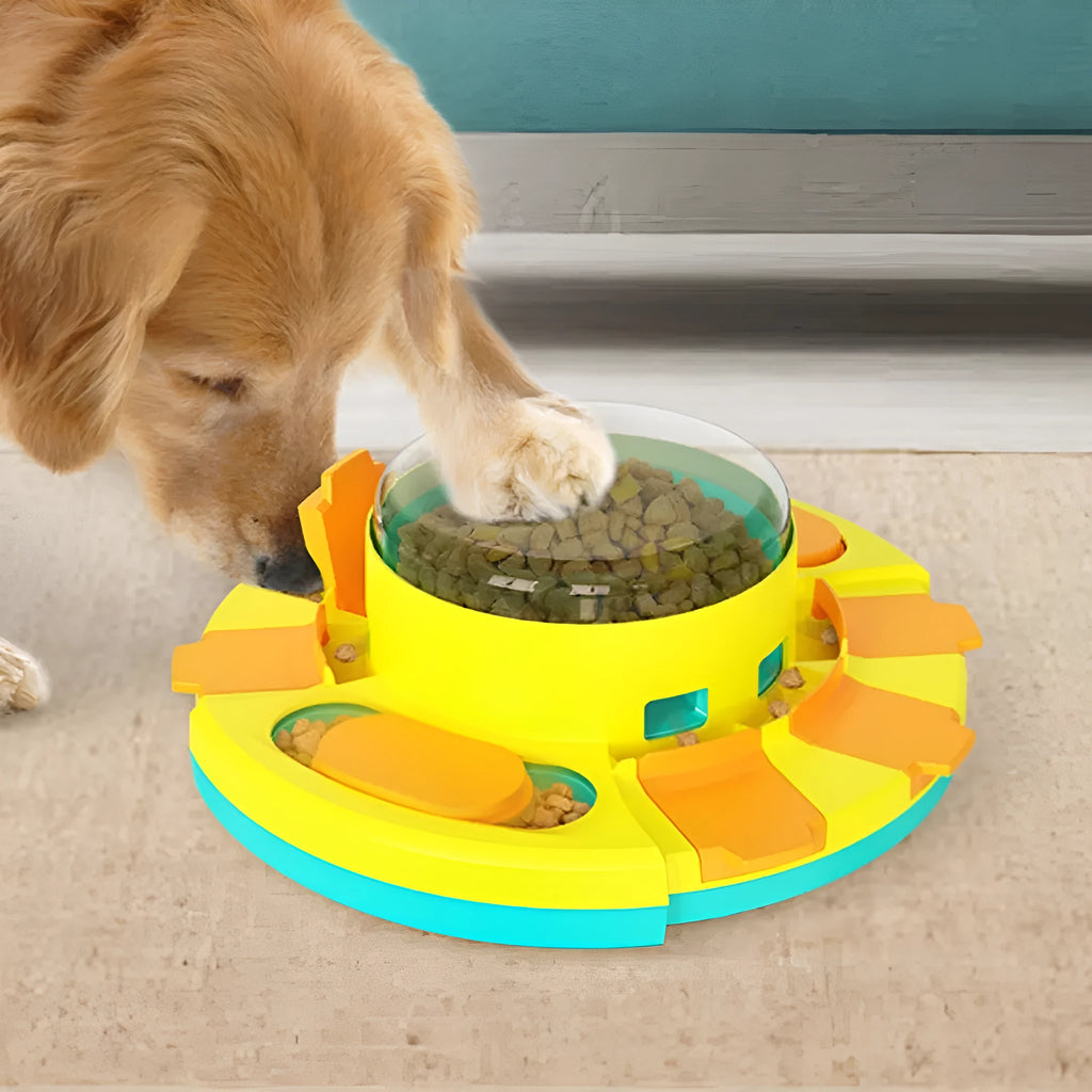 PET plastic dog puzzle, cat tumbler, and teether ball toys in various colours for pet mental stimulation.