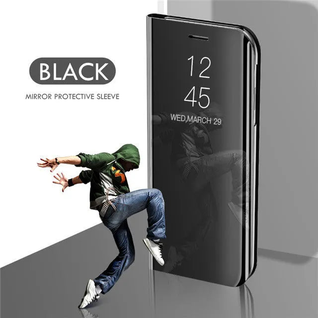 Electroplating mirror leather case for Samsung Note 20 Ultra in black with metal border, solid colour England style.