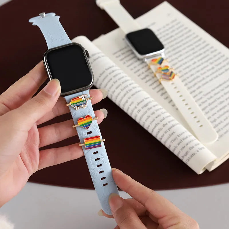Cartoon cute rainbow love metal watch band for Apple watch with simple style and multiple colour options.