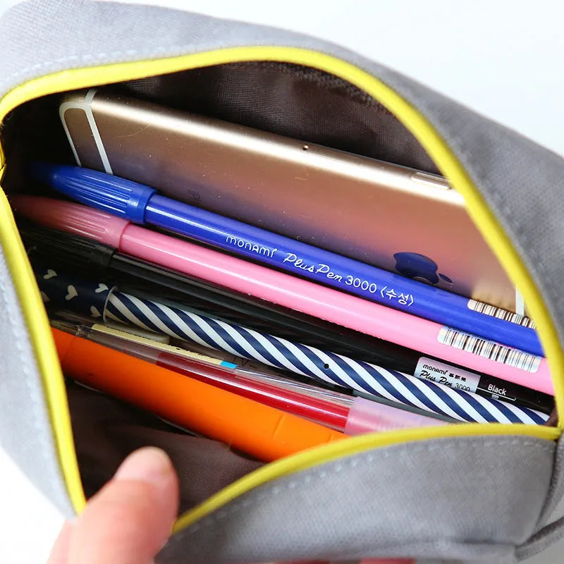 Cat cartoon canvas pencil case, square zipper pencil bag, 20x8cm, for female students