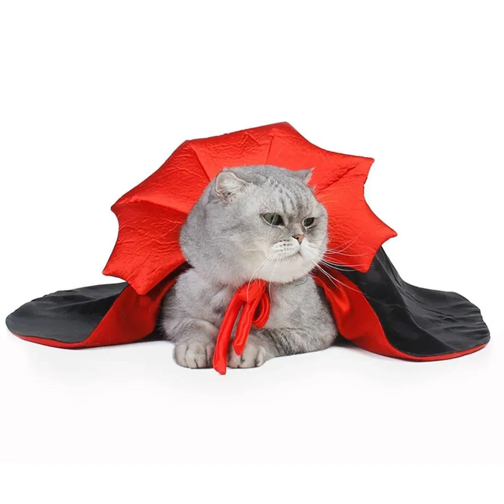Halloween vampire cloak costume for small dog or cat with size chart