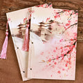 Traditional Chinese thread-bound notebook with watercolour floral cover in Azalea colour, A5 size