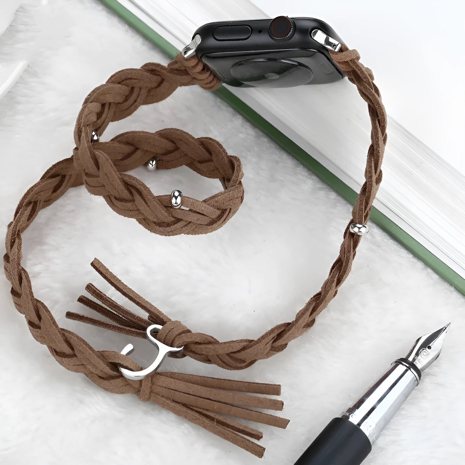 Genuine leather cord braided smart watch strap for iWatch in six colours
