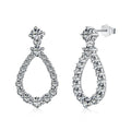 925 silver hollow zircon water drop earrings with platinum electroplate finish, 15 x 28.5mm