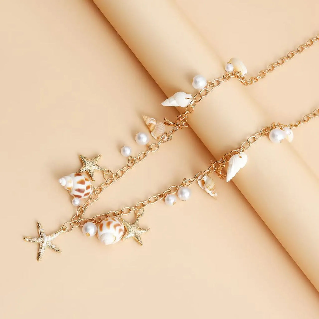Women's waist chain and bracelet jewellery set with star-shaped alloy decoration