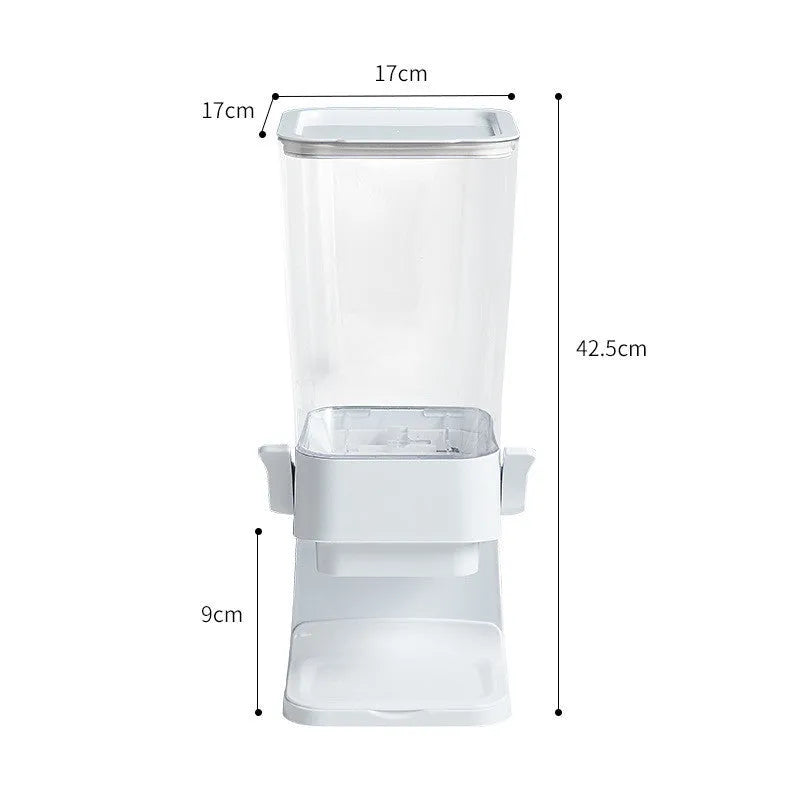 Countertop cereal dispenser with chute design, non-slip levers, 5500 ml capacity, black or white ABS and PS body