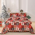 Red plaid Christmas bedding three-piece set with quilt cover and pillowcases