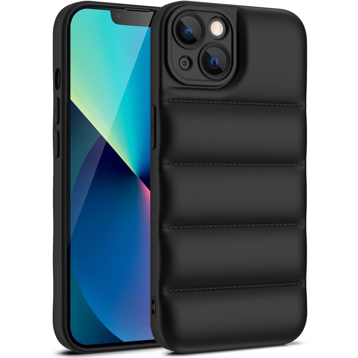 Solid colour TPU protective back cover case for iPhone models on a plain background.