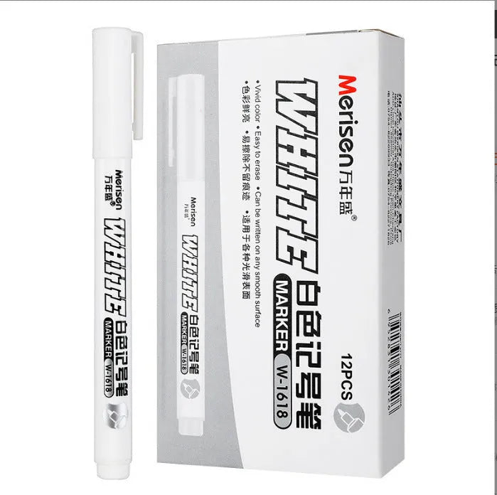 14cm white oil-based painting pen with single head and 2.8mm white marker refill option for craft and DIY use