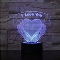 Valentines Day gift 3D night light showing hands holding a heart with seven colour options