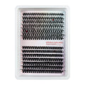 Box of mixed messy false eyelashes in five specifications for DIY volume and lash extensions.