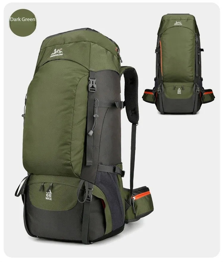 New outdoor mountaineering bag large capacity lightweight waterproof hiking camping backpack in black