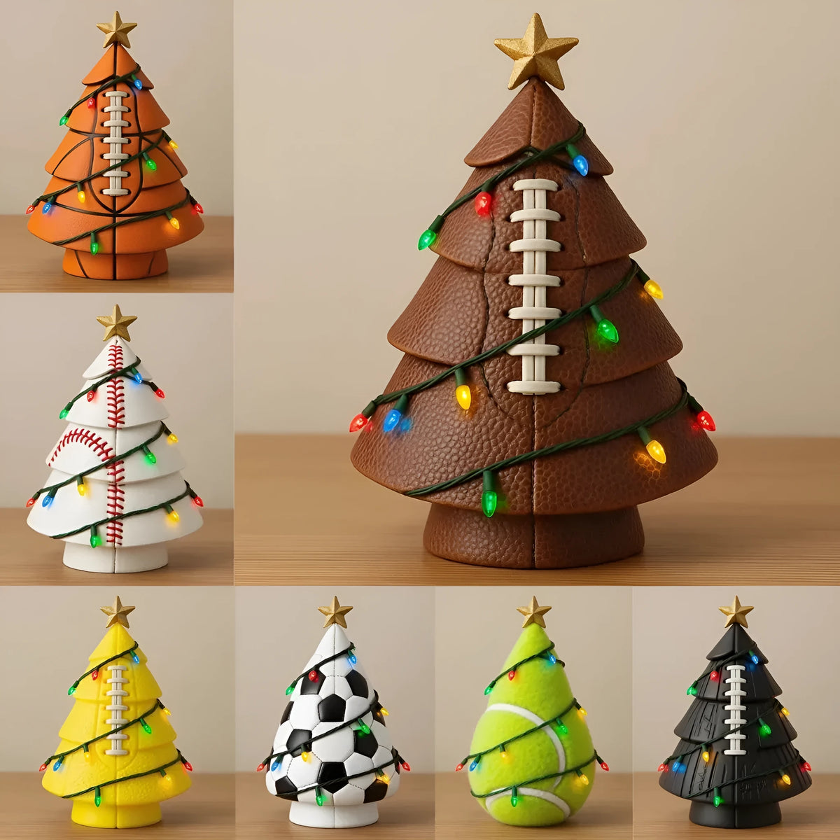 15cm resin football Christmas tree decoration in rugby design, styles A to G