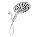 Chrome handheld shower head with six function buttons on a 6-inch ABS plastic body.