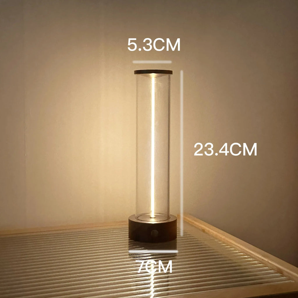 Modern glass LED light strip with magnetic base and USB charging cable