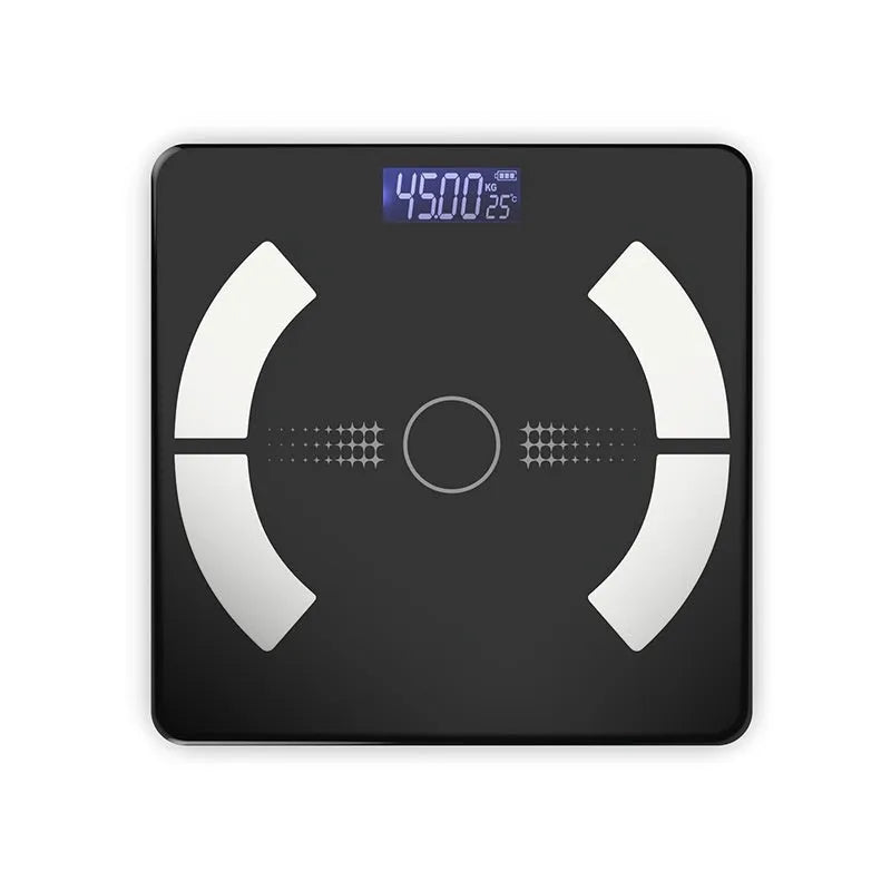 Smart bluetooth body fat scale in white black pink colours with app connectivity