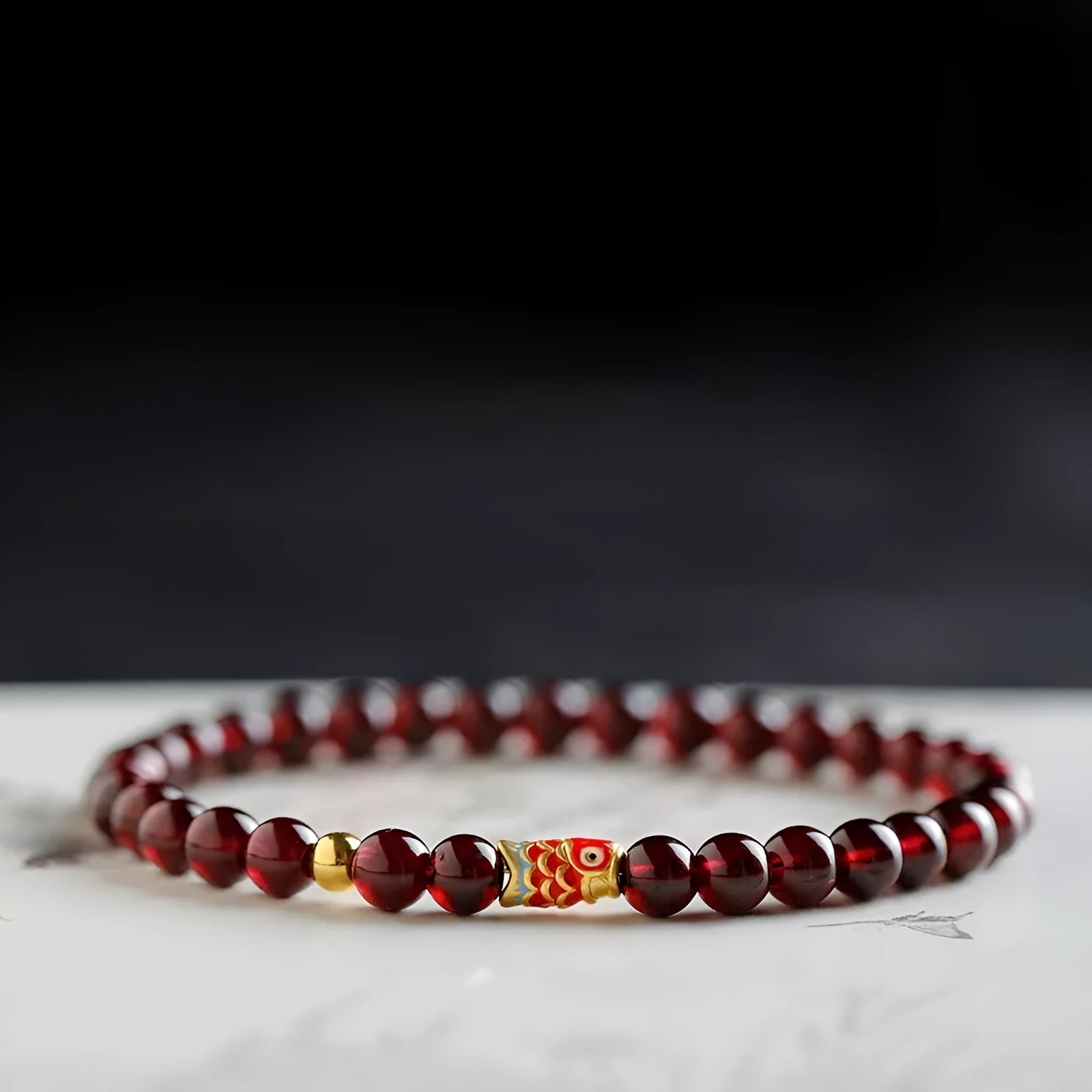 Retro wine red bracelet with micro glass beads in New Chinese style design