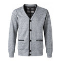 Fleece-lined V-neck cardigan in beige, loose fit for large men, European sizes S-2XL