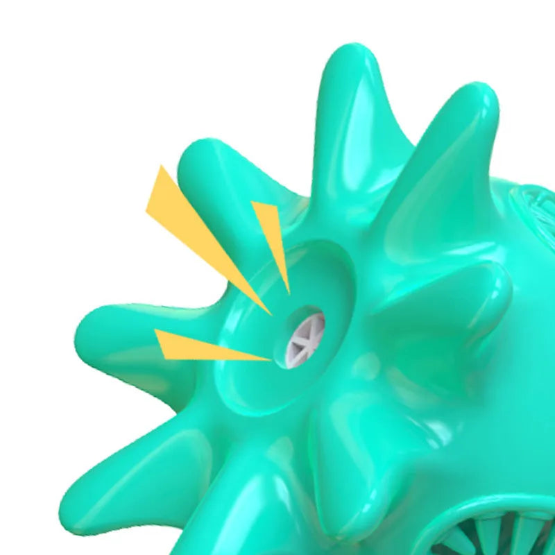 Small octopus dog chew toy in blue, green, pink, or yellow with sound for teeth cleaning and play.