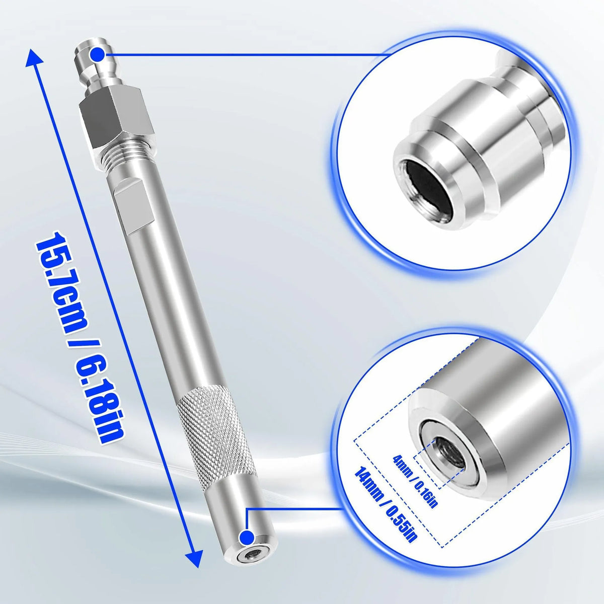 High pressure cleaning machine remote chemical nozzle in stainless steel, 17 x 3 x 3 cm, single head