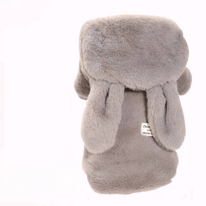 Autumn winter four-legged small dog padded cotton coat in grey with polka dot pattern, loose fit version