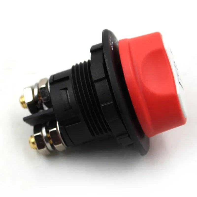 Battery disconnect switch with red detachable knob and thick wire screw for 50A 100A 200A car yacht RV use