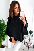 Longline batwing sleeve cardigan sweatshirt in a solid colour, shown with a three-button placket and stitching detail.