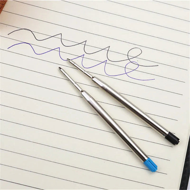 Black full metal pocket signature pen with a 0.7mm refill and two spare refills.