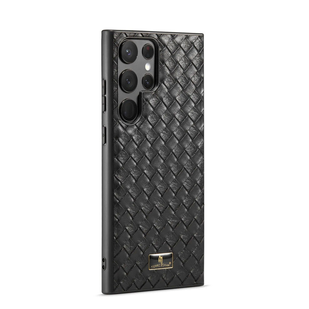Black PU leather all-inclusive phone case for Samsung Galaxy S21 S22 S23 S24 Note20 Ultra Plus