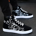 Korean edition men's high top shoes pig leather non-slip sole black blue red size 39-44