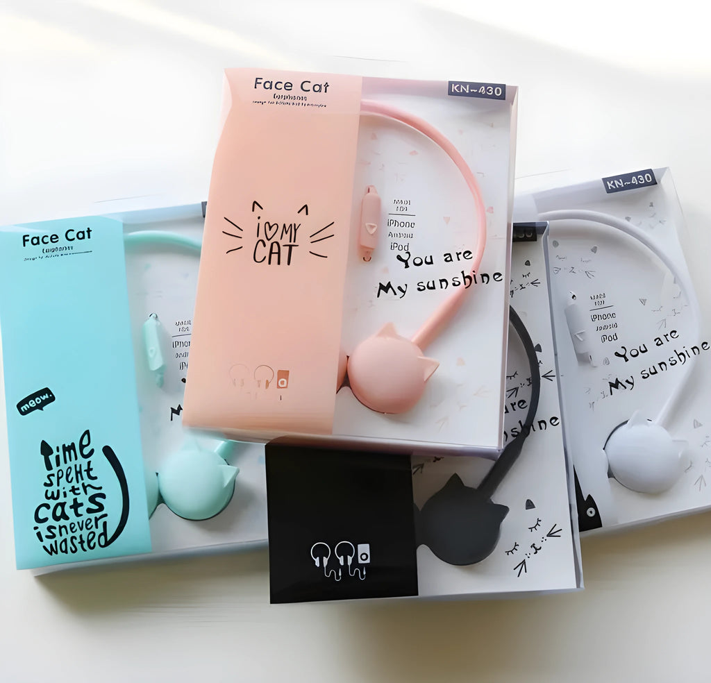 Cat ear gaming headphones with microphone in black, blue, pink, and white colour options