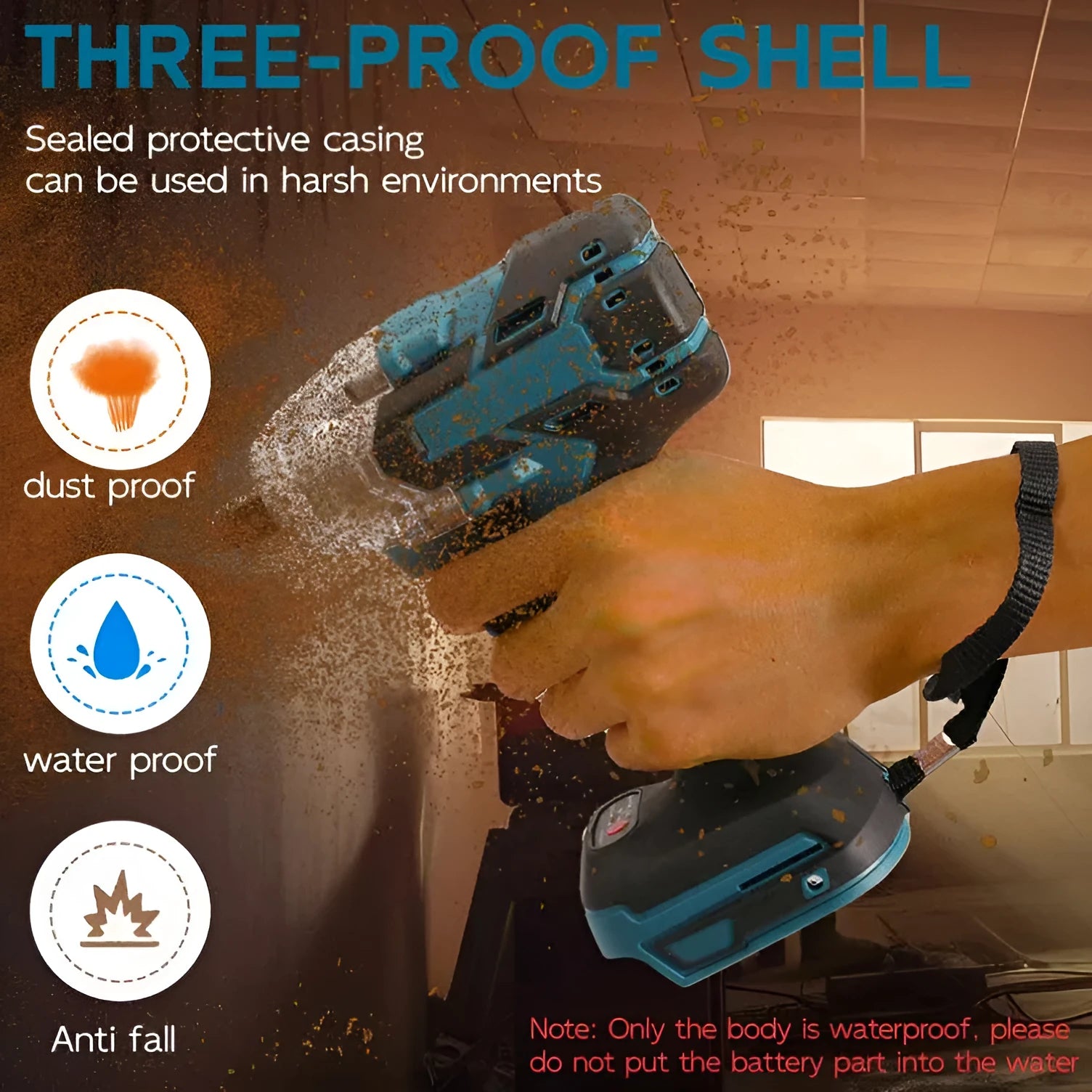 21V brushless electric impact wrench with lithium battery and 12.4mm metal chuck