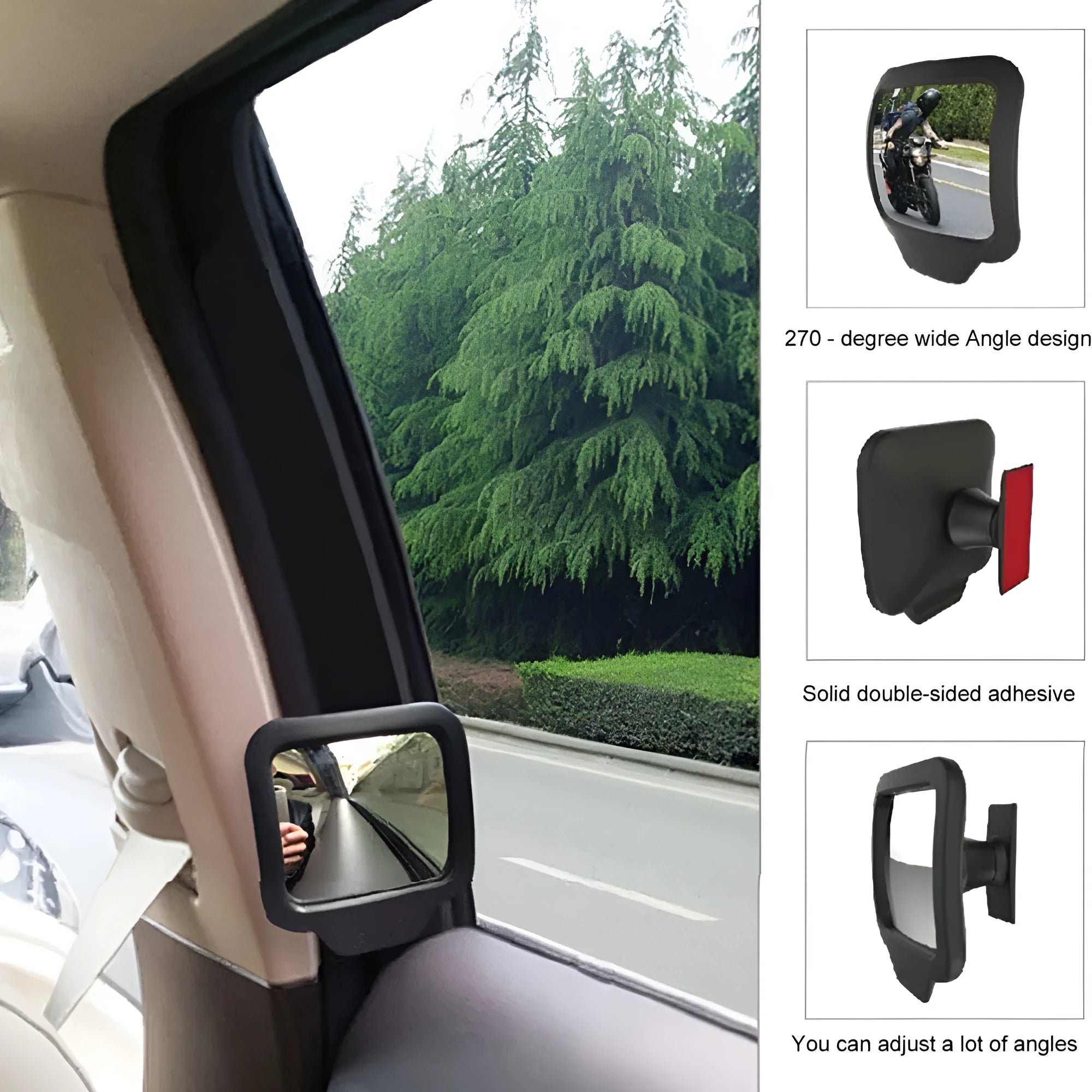 Clip-on rear view mirror 7x6x1cm plastic glass mirror for car interior