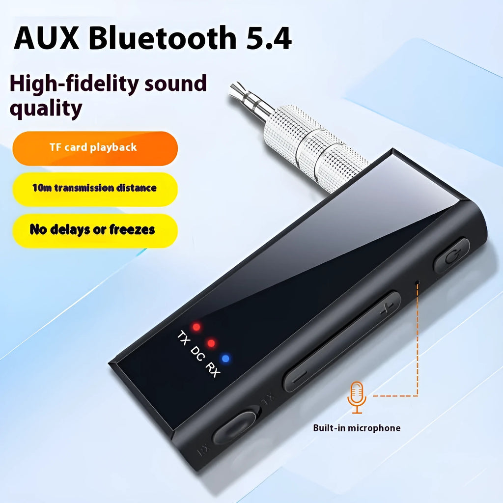 T22 3.5mm Bluetooth 5.4 two-in-one audio receiver and transmitter adapter with plug and play design