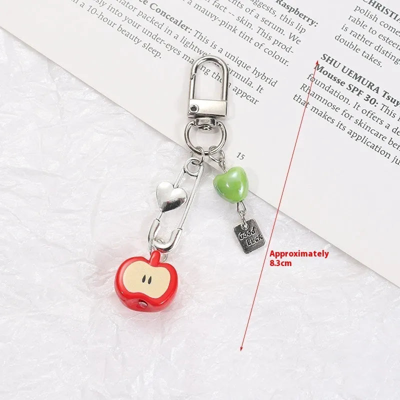 Fruit-themed mobile phone earphone bag pendant keychain in plastic/resin with rope attachment