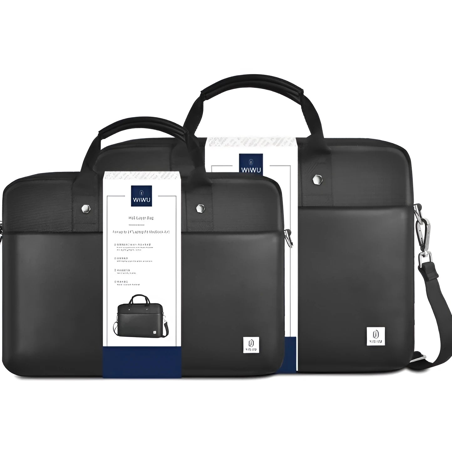 Black Oxford cloth laptop backpack showing multiple compartments and a lockable zip.